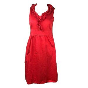 Spense Dress Womens Size 4 Solid All Red Sleeveless‎ Ruffle Side Zipper Zip Up